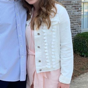 White denim fringe jacket